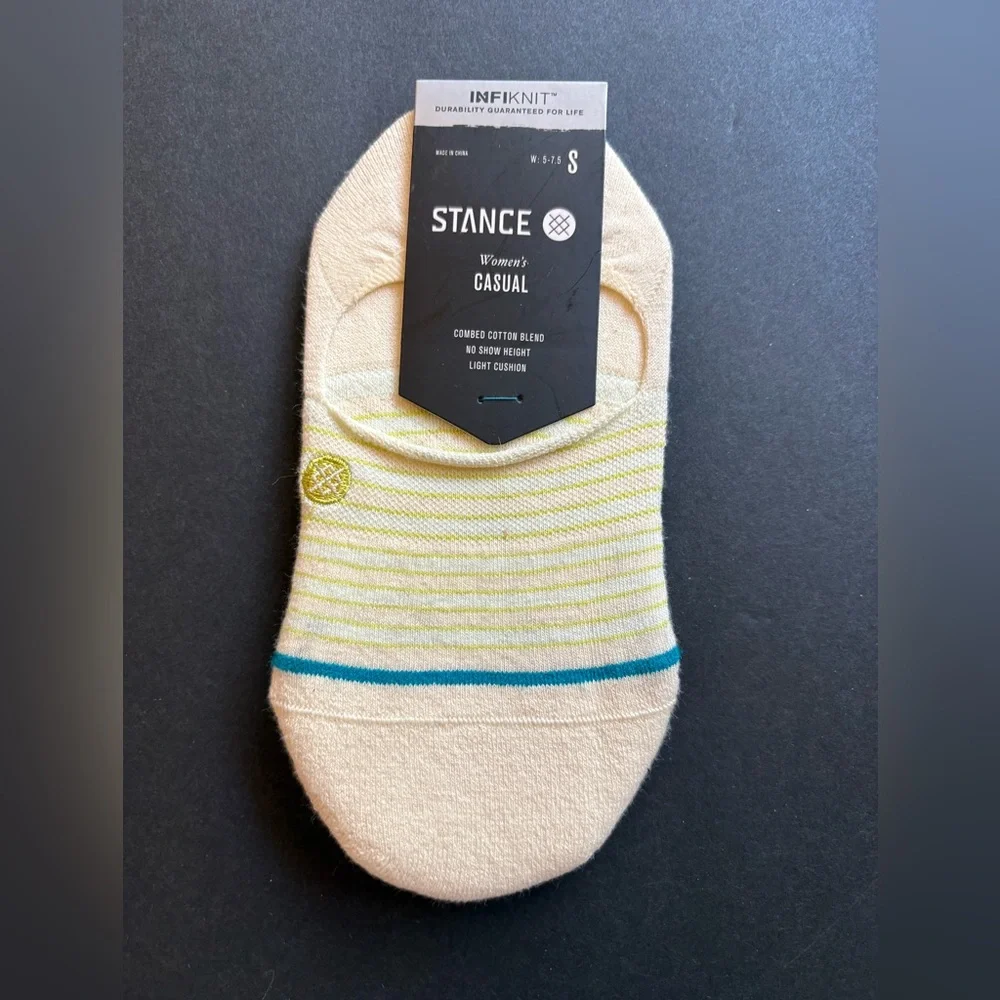 Stance Cream no show Socks with Blue and Yellow Stripes